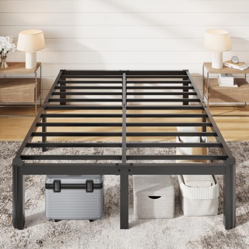 Metal Full Bed Frame, 14 Inch Tall with Rounded Corner, Black, view 2