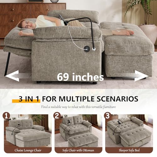 56” Chaise Lounge Chair with Ottoman, view 4
