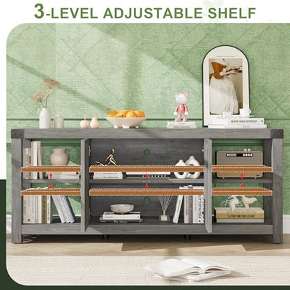TV Stand for 65 in TV, Farmhouse Entertainment Center with Storage, view 7