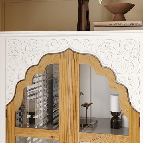 70.9" H Tall Kitchen Pantry with Glass Doors, Shelves & Drawer, view 4
