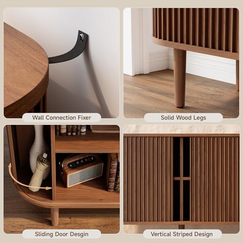 55" Buffet Sideboard Cabinet with 2 Door/Adjustable Shelf, Walnut, view 6