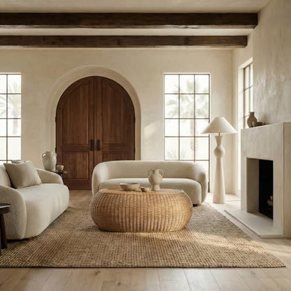 SAFAVIEH Couture - O'Reilly Oval Coffee Table - Natural Rattan - Fully Assembled - Ideal for Living Room, Family Room, 43" W x 29.5" D x 17.7" H (CWK3027A)