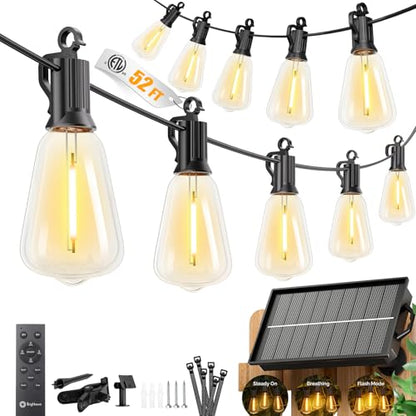 52FT Solar String Lights Outdoor Waterproof, Patio Lights with Remote & Timer, view 2