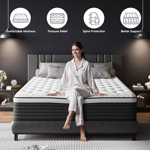Twin Mattress, 12 Inch Hybrid Memory Foam Mattress in a Box, view 6