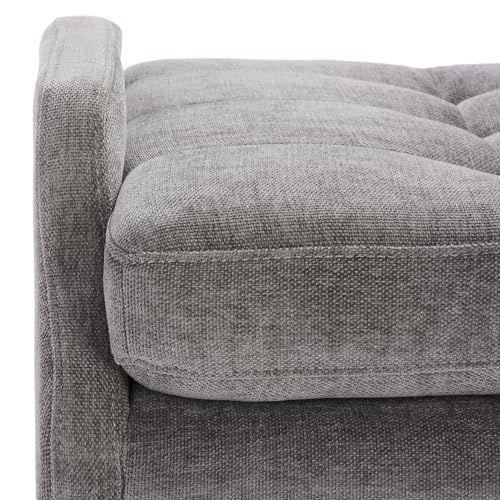 SAFAVIEH Home Collection Everdeen Glam Charcoal Velvet/Gold Pillow Top Tufted Bench
