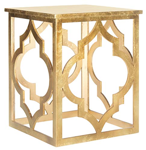 SAFAVIEH Home Collection – Milo Gold Leaf Trellis End Table, Quatrefoil Open Frame Accent Table, Fully Assembled (AMH1508B)