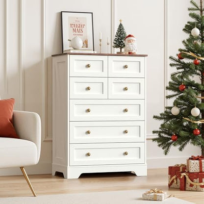 7 Drawers Tall Dressers for Bedroom, 44" Wood Chest of Drawers with Metal Handle, view 2
