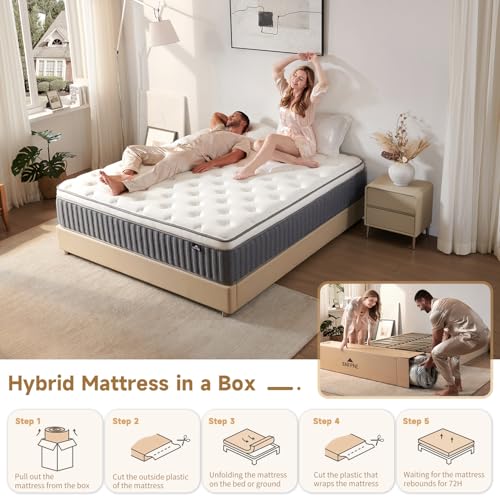 Full Mattress, 12 Inch Hybrid Mattress in a Box, Medium Firm Memory Foam Mattress, Fiberglass Free with Individual Pocket Springs, Motion Isolation&Pressure Relief, CertiPUR-US 75"*54"