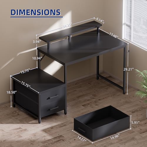 50 Inch Small Computer Desk with Drawers and Storage, view 4