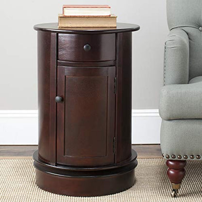 SAFAVIEH Furniture - Tabitha 1-Drawer Accent Table - Dark Cherry - Solid Wood - Farmhouse Storage Design - Ideal for Living Room, Entryway, 17.7"W x 17.7"D x 26"H - Fully Assembled (AMH5712D)