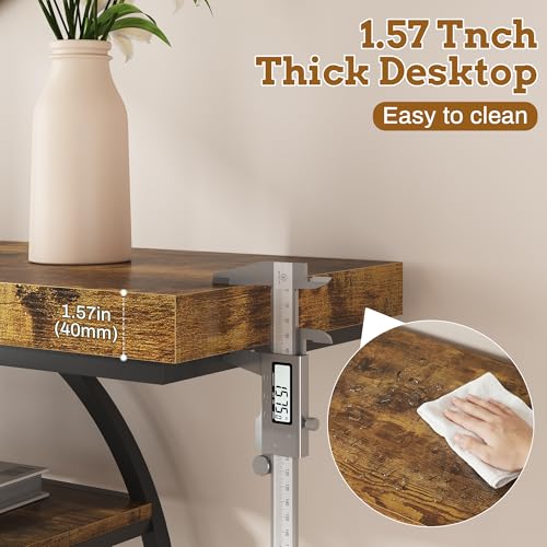 Entryway Table for Foyer,41.3 Inch Industrial Narrow Console Table,Accent Decor Living Room Furniture,Hallway & Sofa Table for Entrance,4-Tier Storage Shelves,Metal Frame,Thick Wood Top