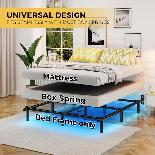 Queen Metal Bed Frame with LED Lighting, view 8