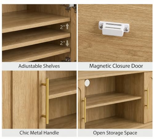 59" Modern TV Stand with Storage, Oak, Arched Design, view 5