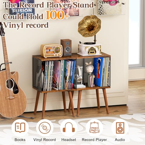 X-cosrack Record Player Stand with Storage up to 100 Albums, view 5