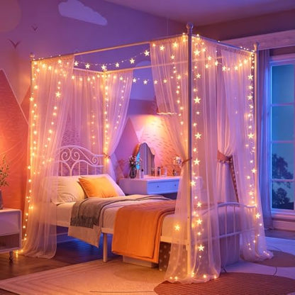 Metal Twin Canopy Bed Frame with Headboard and Footboard, view 5