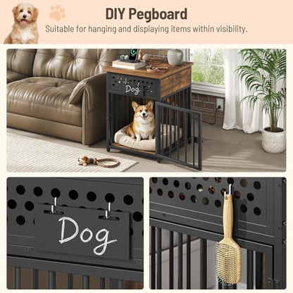 Dog Crate Furniture with Charging Station for Small Dogs, view 7