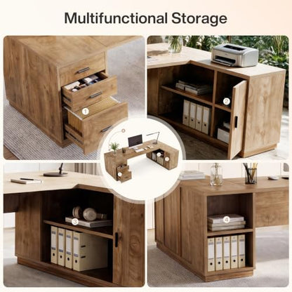 78.7'' L-Shaped Executive Desk, Extra Large Wooden Office Corner Desk, view 7