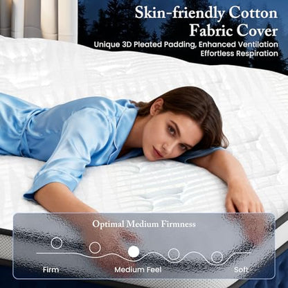 Queen Mattress, 14 Inch Hybrid Mattress Queen Size in a Box with Gel Memory Foam [New Version], Individually Pocket Coils Springs, Pressure Relief Motion Isolation, Edge Support, Medium Firm