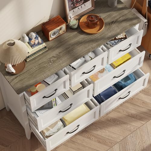 White Dresser for Bedroom with 7 Drawers, 47" W Chests of Drawers, view 7