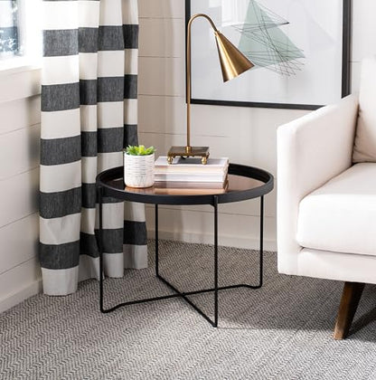 Safavieh Home Ruby Modern Rose Gold and Black Tray Top Round Accent Table
