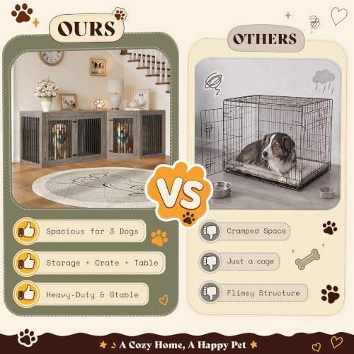 Corner Dog Crate Furniture for Medium/Large Dogs Space-Saving, view 6
