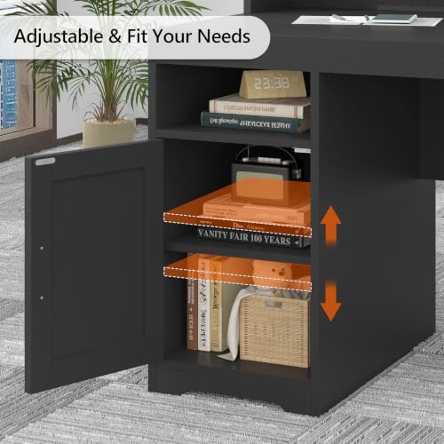 65" Farmhouse Computer Desk with Drawers and Printer Stand for Home Office, view 7