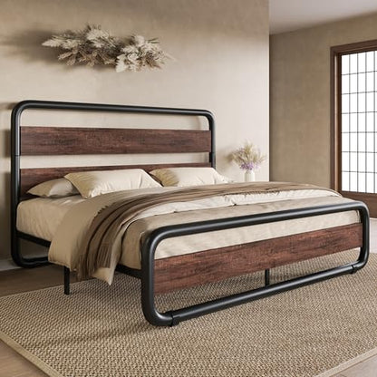 Heavy Duty Oval Bed Frame in Mahogany Wood, view 2