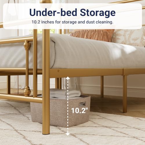 Gold Victorian Metal Queen Bed Frame, view 6