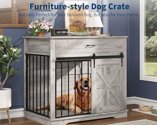 38" Farmhouse Dog Crate Furniture for Small & Medium Dogs, view 3