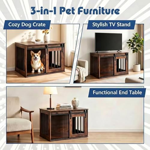 Farmhouse Wooden Dog Crate Furniture, view 8