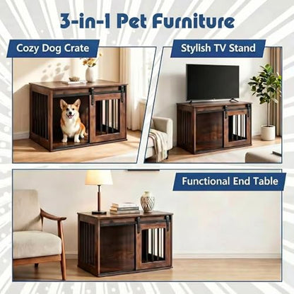 Farmhouse Wooden Dog Crate Furniture, view 8