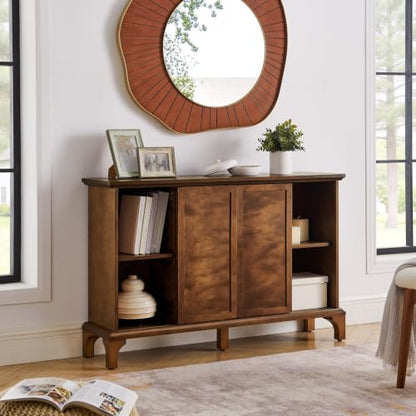 LUMISOL Farmhouse Fluted Sideboard Buffet Cabinet with 2 Sliding Doors, view 4