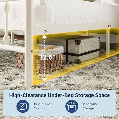 Off White Twin Metal Platform Bed, view 7