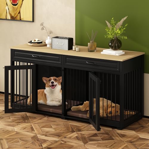 64.6" Large Double Dog Crate Furniture, view 2