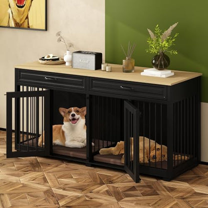 64.6" Large Double Dog Crate Furniture, view 2