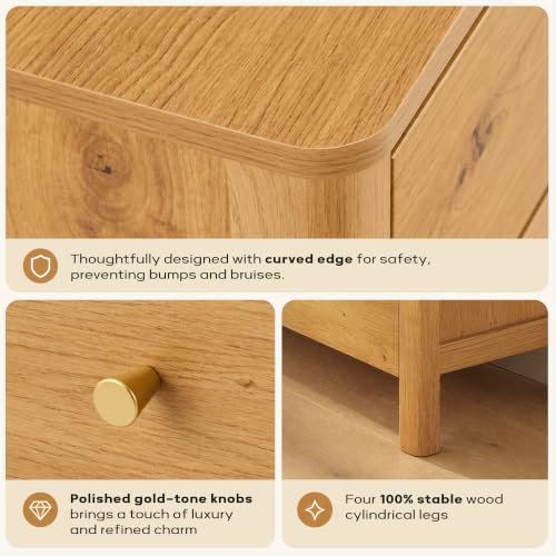 47" Wide 6 Drawer Dresser for Bedroom, Honey Oak, view 6