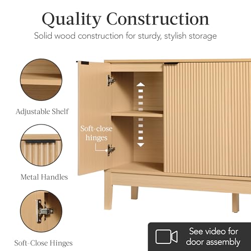 55" Modern 4-Door Sideboard Storage Cabinet, Buffet, Media Cabinet, Cupboard, view 6