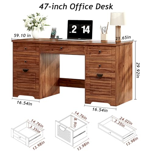 59" Home Office Desks, Executive Desk, view 3