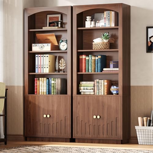 Book Shelf and Bookcases with Doors & Cabinet, Walnut Brown, view 6