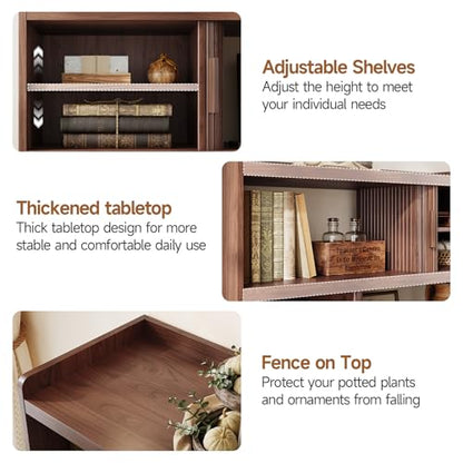 44" Sideboard Buffet Cabinet with Outlet & Sliding Door, Wlanut, view 7
