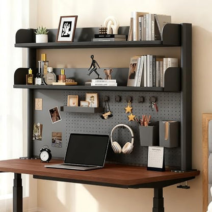 Clamp On Desk Shelf Organizer with Pegboard Desk Hutch Dorm with Storage, view 3