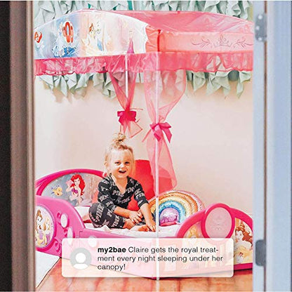 Disney Princess Plastic Sleep and Play Toddler Bed with Canopy, Pink, view 7