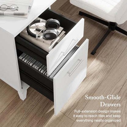 72-inch Home Office Desk with Drawers, Large Computer Table for Personal Workspace, Somerset Collection, White