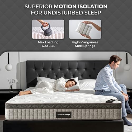 Sayre 10 Inch Queen Hybrid Mattress in a Box Cooling Gel Memory Foam & Pocket Springs, Medium Firm Support for Back Pain Relief, Motion Isolation,CertiPUR-US & Oeko-TEX Certified (80"L x 60"W x 10"Th)