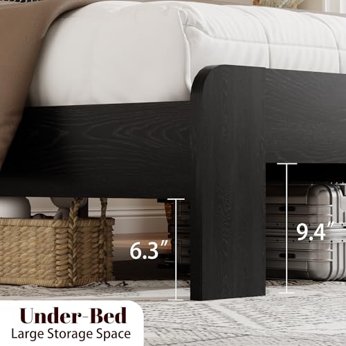Wooden Bed Frame Queen Size with Headboard, Farmhouse Platform Bed, view 6