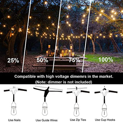 Outdoor String Lights LED 100FT Commercial Grade Heavy Duty Light String Lights, view 5