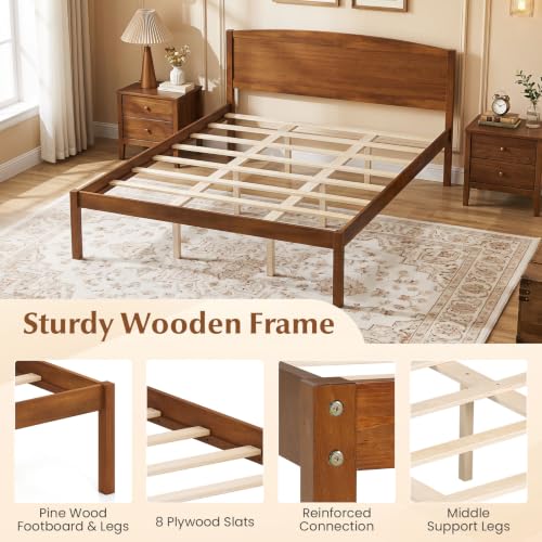 Queen Wooden Bed with Curved Headboard, view 6