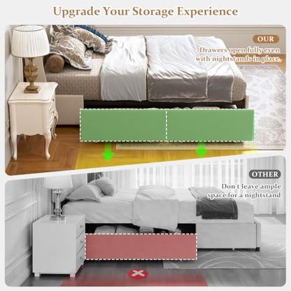 koorlian Queen Size Bed Frame with 51'' Tall Headboard and 4 Storage Drawer, view 7