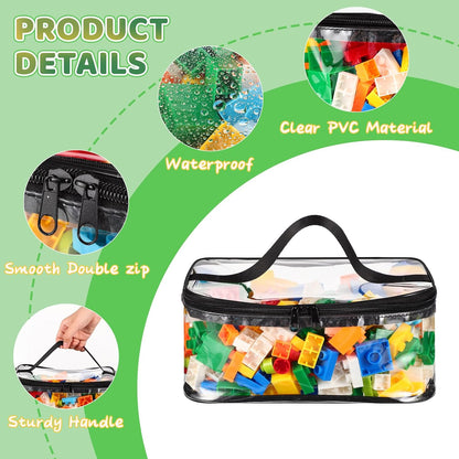 6 Packs Clear Toy Storage Bags, PVC Waterproof Toy Organizer with Zip Reusable Bags for Building Blocks, Board Game, Puzzles, Kids Books, Stationery