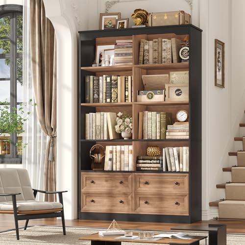 71" Tall Bookshelf with 4 Drawers Large Bookshelf Office Bookcase, view 3